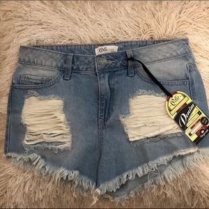 Cello High Waisted Distressed Jean Shorts Size M